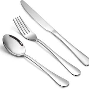 Silverware Set, Stainless Steel Knives Spoon Forks Set for Home, Kitchen and Restaurant, Mirror Polished& Dishwasher Safe (18pcs Silverware set)